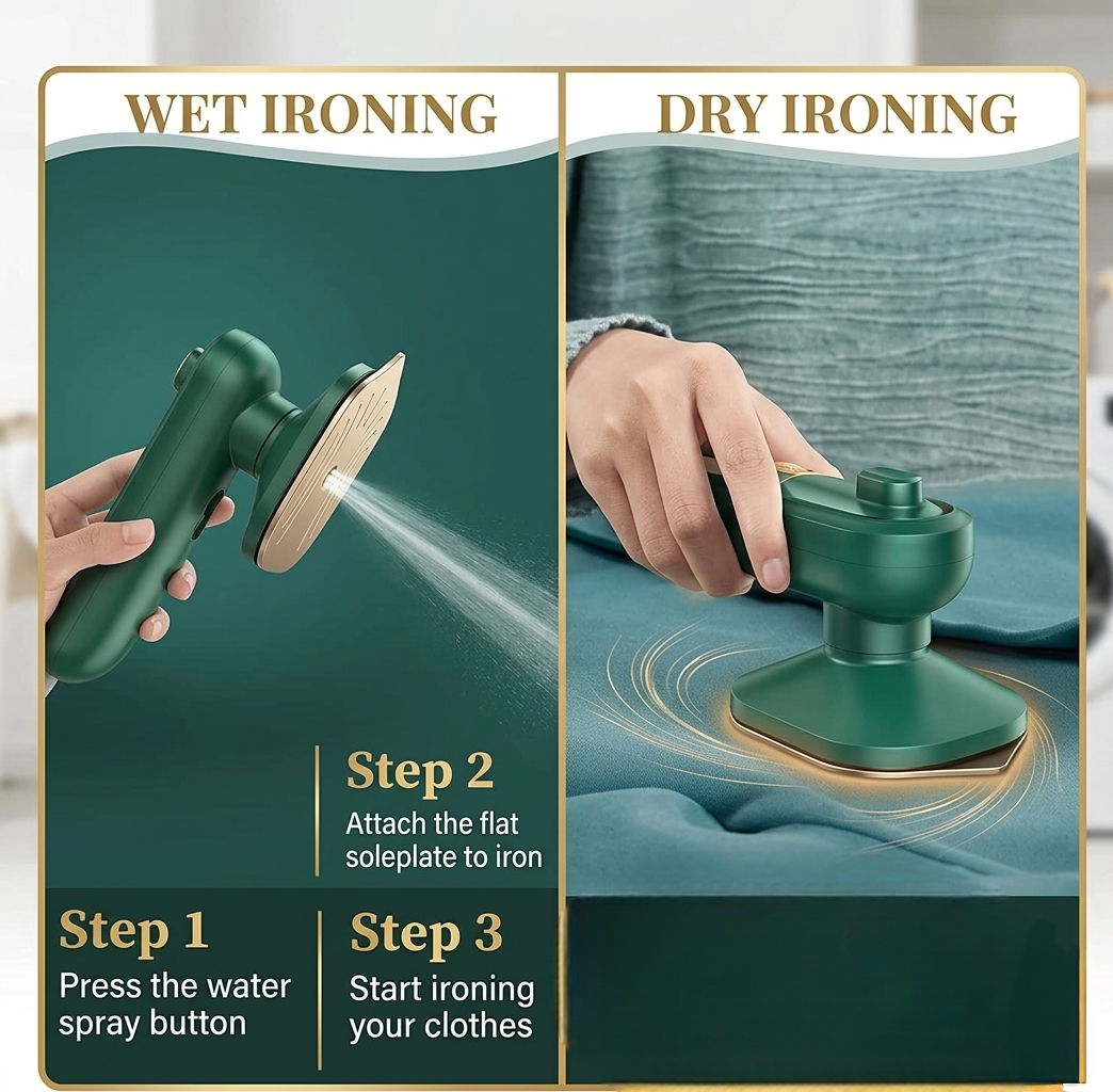 Portable Handheld Garment Steamer Iron | Titanium Plate Fast Heating Steam Iron | Travel Friendly Wrinkle Remover