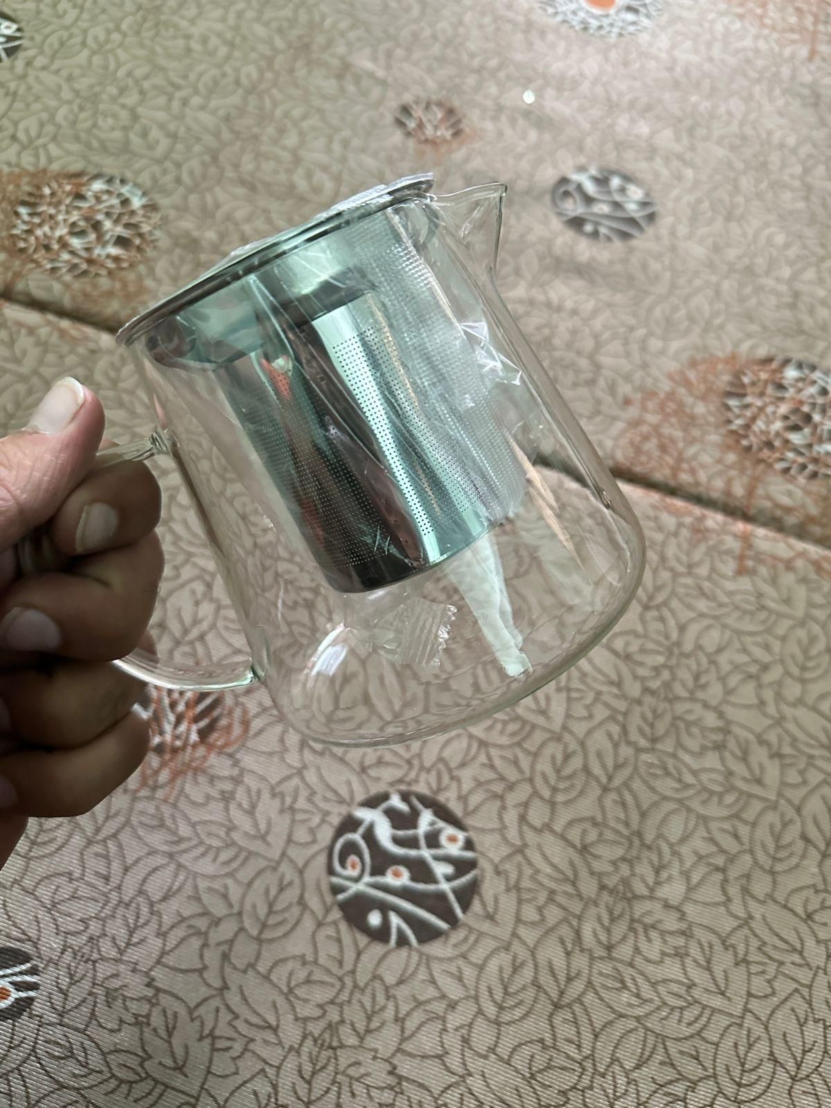 Round Glass Tea Pot with Heat Resistant Stainless Steel Infuser Perfect for Tea and Coffee Maker