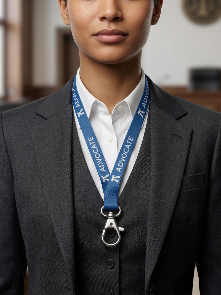 Advocate Lanyard with Metal Hook – Premium Satin Ribbon Transparent ID Card Holder for Lawyers & Legal Professionals (pack of 1)