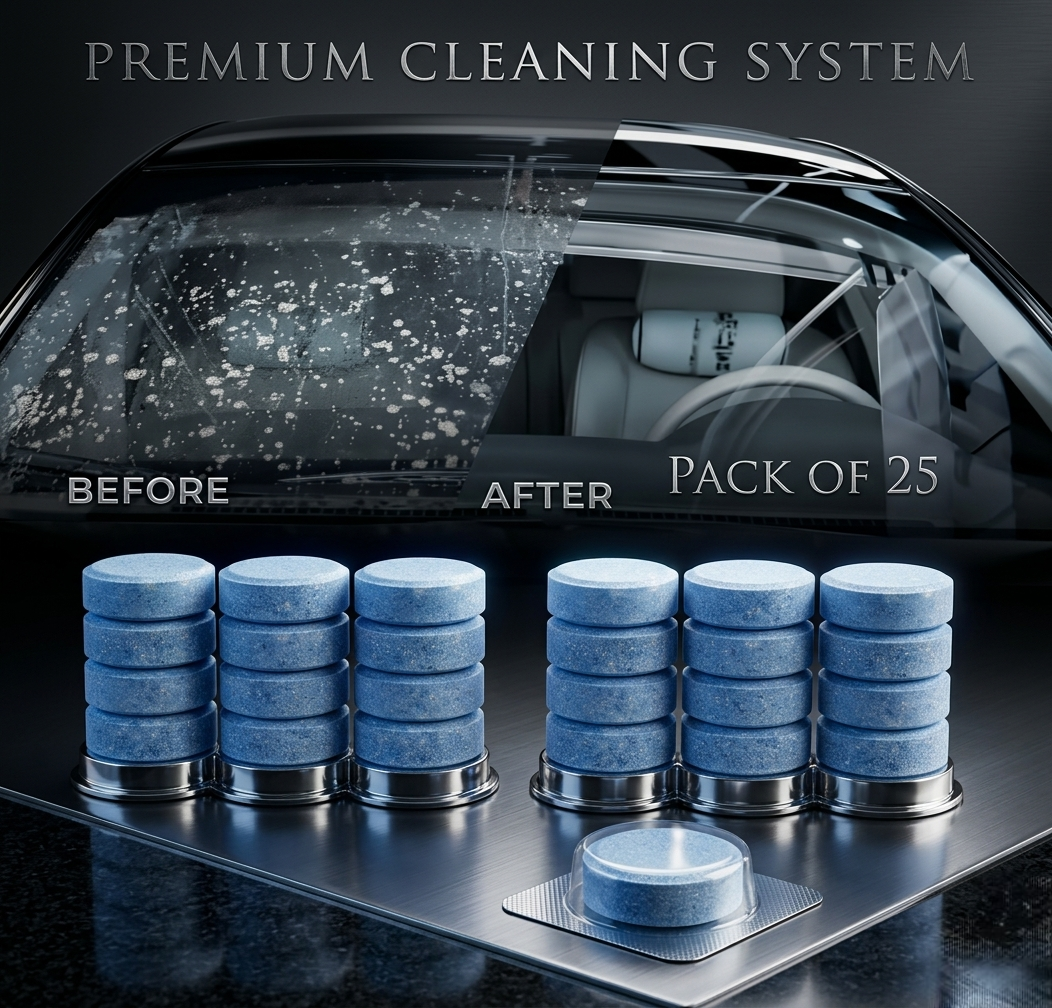 AUTOFRILL Car Windshield Glass Cleaner Tablet Window Cleaner Safe Compact Effervescent Tablets Detergent Fine Concentrated Solid Tablet Concentrate Vehicle Glass Cleaner (Pack of 25)