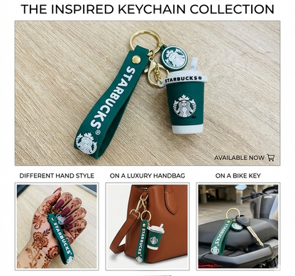 Starbucks Coffee Cup keychain for bike Cute Keyring & Quirky Bag Charm Hard Silicone, Bag Hook Single Piece Starbucks Coffee Cup keychain Keychain for Boys Kids Return Gifts Key Chain
